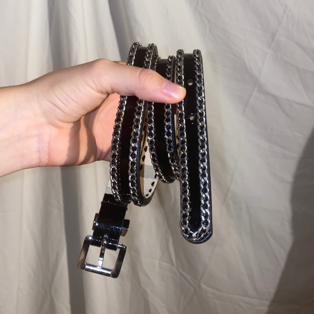 Black and silver chain belt